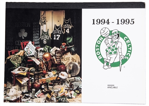 1994-95 Boston Celtics Season Ticket Full Book With 16 Signatures Including Auerbach, Parish, Archibald, KC & Sam Jones, Havlicek, Cowen, Cousey and Ramsey - Final Season in Garden (JSA)